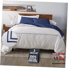 Duvet Cover King 3 Pieces , 100 Cotton Percale, King/Cali King/Cal King Navy