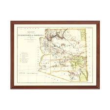 Old Map of Arizona 1876 - Vintage Arizona Art