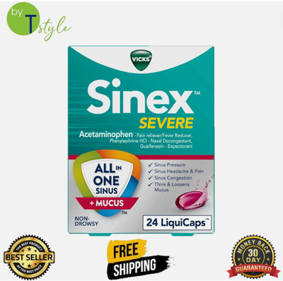 Vicks Sinex SEVERE, All-In-One Sinus + Mucus Relief, Non-Drowsy, Loosens Mucus