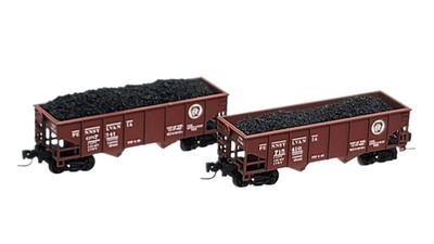 Z Full Throttle WDW2008 33' Open 2-Bay Hoppers 2-Car set PRR #697341/715416