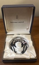 Baccarat Paperweight Eleanor Roosevelt Faceted Glass Blue Mount 2.5