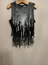 H&M Black Sequin Party Top - Size  Medium