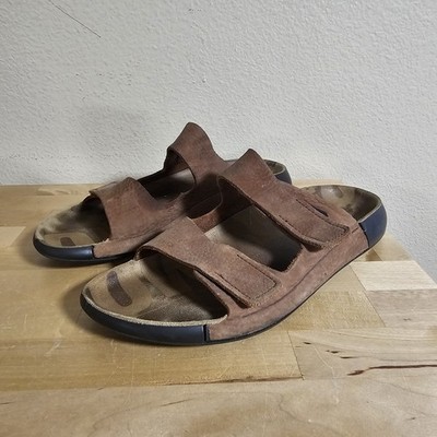 ECCO 2nd Cozmo Fluid Form Brown Two Strap Slide Sandals Womens 40 / US 9-9.5