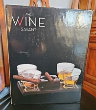 Wine Savant 4 Cigar Glasses and Ashtray Set. With Tray. New In Box.