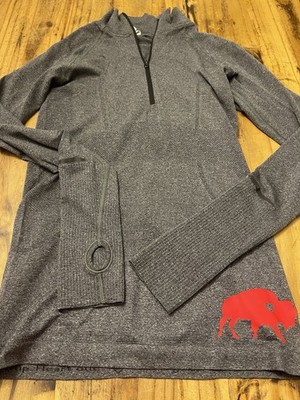 Lululemon Kanto Head Up Heart Out Womens Size 6 1/4 Zip Athletic Shirt EUC Gray