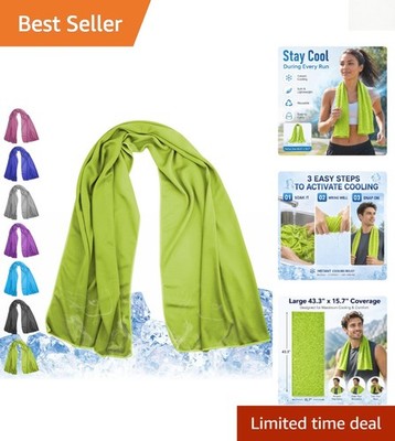 Soft and Lightweight Lime Green Cooling Towel for Golf and Fitness - 43.3 in