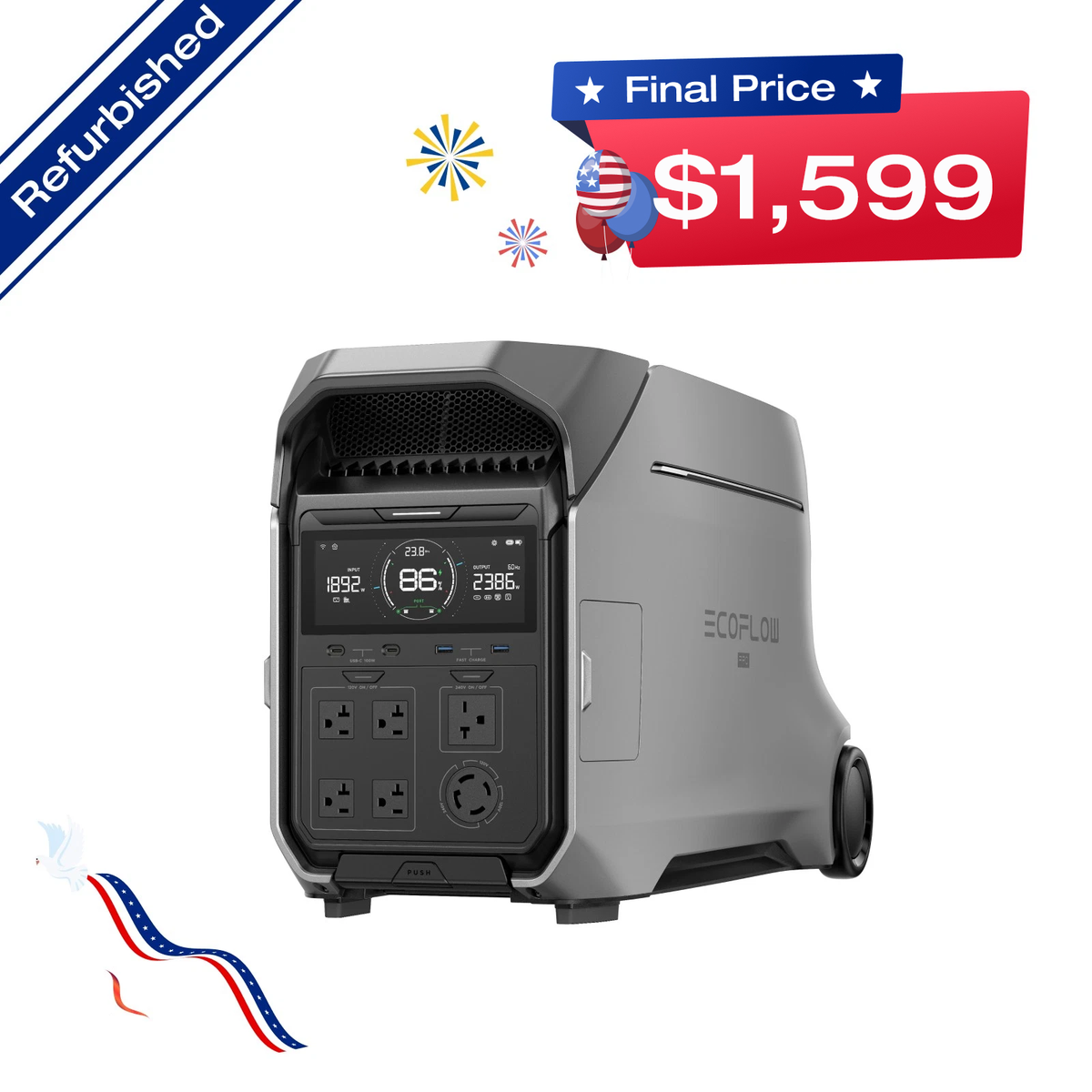 EcoFlow DELTA Pro 3 4000Wh LFP Portable Power Station Certified