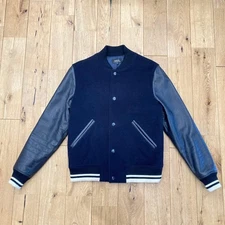 [DDP] Mens A.P.C. Kenickie Lamb Leather & Wool Black Varsity Jacket Size XS