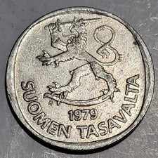 Finland 1 Markka Coin 1979 ~ Suomen Tasavalta ~ Circulated 🪙