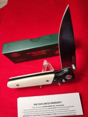 Moore Maker USA 5109 SL Lock Back Knife White Bone Thumb Lock NIB