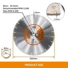Diamond Saw Blade 6''/9''14'' Concrete Cutting Disc for Marble Granite Cutter