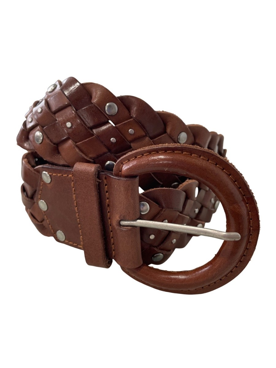Y2K Old Navy Braided Belt Medium Studded Genuine Leather 