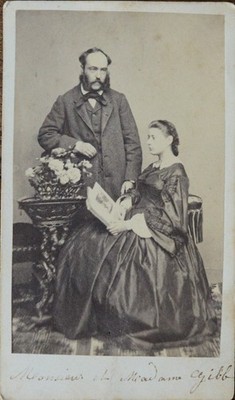 Business card, CDV, albumen paper, Molas, a couple Mr. and Mrs. Gibb