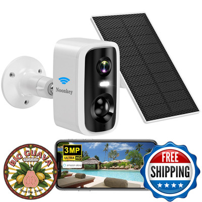 Noonkey 4MP Solar Outdoor Security Camera 5G/2.4GHz WiFi Wireless Rechargeable