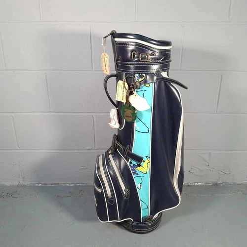 80s Vintage Design Regal Golf Bag Leather Cart Bag Retro Prop - Picture 4 of 6
