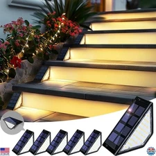 Solar Step Lights 24 LEDs Waterproof IP65 Outdoor Deck Lights 6 Pack Warm White
