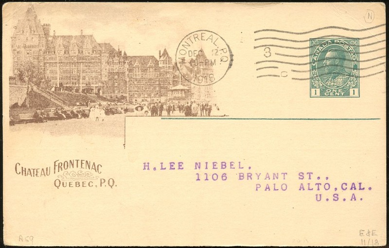 CANADA RWY VIEW PSC CHATEAU FRONTENAC DEC 1918 CPR A69