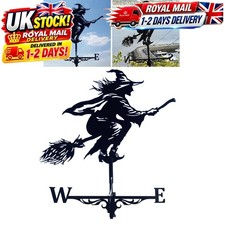 Metal Witch Weather Vane Vintage Style Black Weathervane Farm Outdoor Yard Decor