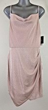 New I.N. San Francisco jrs sz 11 Bodycon Dress shimmery metalic blush pink 1409