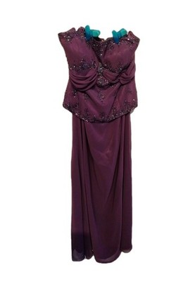 Vintage Glamor Special Occasion  Evening Formal Dress Sz 16 Beaded Lavender 