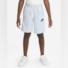 Nike Standard Fit Fleece Drawstring Athletic Shorts Youth Small Gray