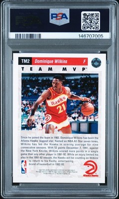 PSA 10 GEM MINT 1992 UPPER DECK DOMINQUE WILKINS #TM2 HAWKS TEAM