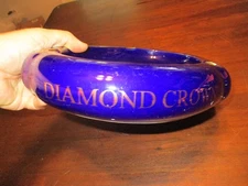 DIAMOND CROWN Huge XL Oval Ceramic Cigar Advertising 12x9 ashtray blue