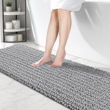 Bathroom Rugs Light Grey 55x24,Extra Soft Absorbent Chenille Bath Rugs,Thick