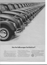 Original  1966 Volkswagen Beetle  vintage print ad: "Has the VW fad died out?"