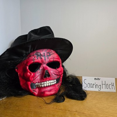 Fun World Vintage Red Skull Shroud RIP Halloween Mask