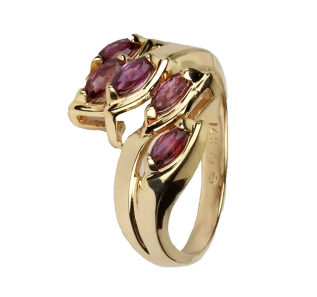 Vintage 14k Yellow Gold Ruby Women Ring Marquise Cut 1.10 Carats Christmas Gifts - Image 2 of 4