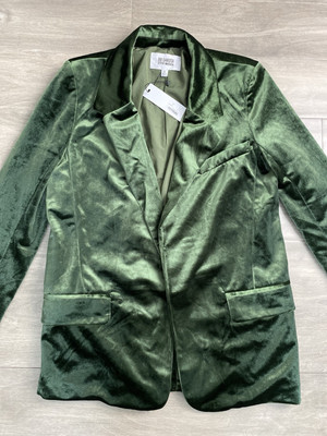 BB Dakota Blazer Women s Green Velvet Velour Suit Jacket Dressy Party Size S