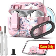 Case Cover for AirPods Pro 2nd/1st Generation with Phone Stand, Cleaner, Clip, P