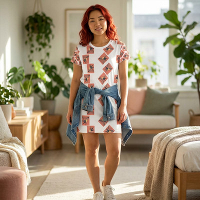 Boho Chic T-Shirt Dress, Summer Style, Casual Dress, Everyday Wear, Unique Gift