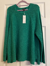 Share NWT 198 Eileen Fisher Jade Organic Linen/Cotton Crew Neck Sweater 1X 2X