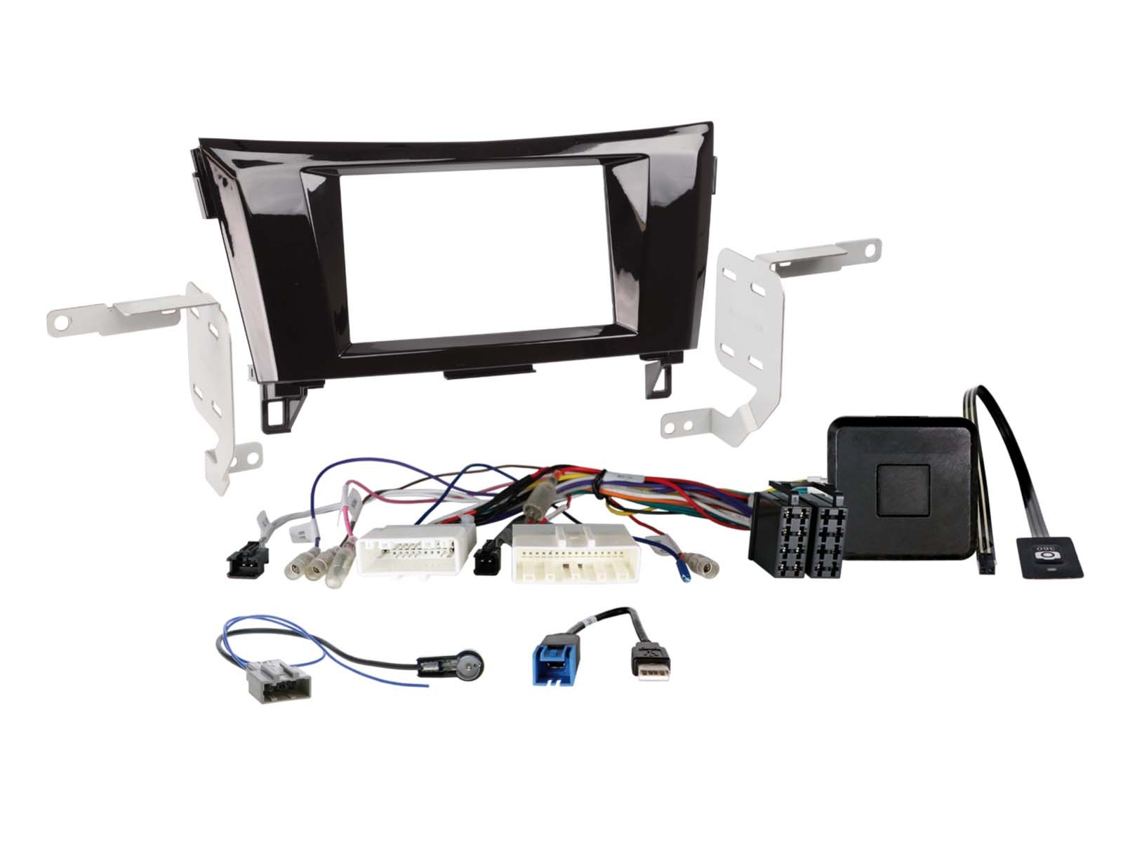 Façade Autoradio 2-DIN Nissan Qashqai avec Maintien des Commandes au Volant SWC