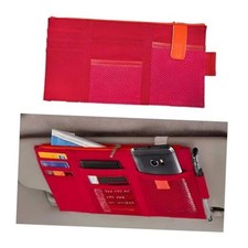 Car Sun Visor Organizer, Automotive Multi-Pocket Visor Organizer Wine Red