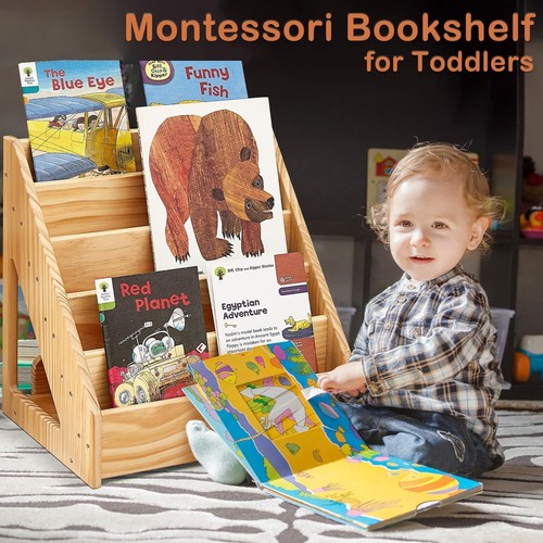 FUNLIO Montessori Bookshelf for Toddlers 1-5 Years, Front-Facing Kids Bookshe... - Picture 4 of 7