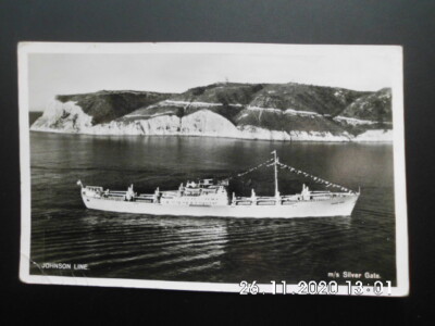 SILVER GATE - m/s -  Johnson Line - Handelsschiff - s/w Foto AK ca50erJahre