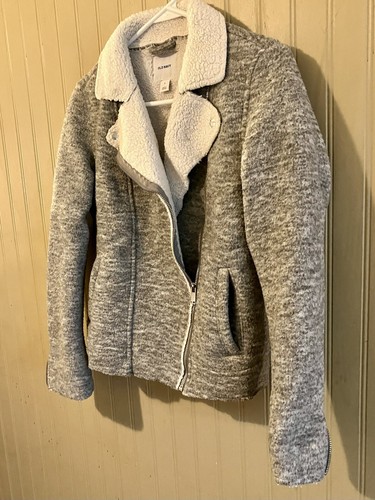 Women’s Old Navy Sherpa Lined Jacket Gray Size Petite Small - Picture 3 of 16