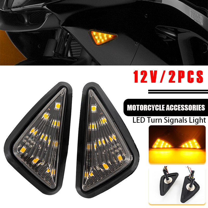 Motorcycle LED Turn Signals Motorcycle LED Turn Signal Lights - Universal 12V Triangle Flush Mount Indicators (2 Pack) Universal Bike Lights - Foto 10