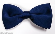 Bow Tie Classic Formal Wear Dark Blue Poly Satin Clip On Bow Tie