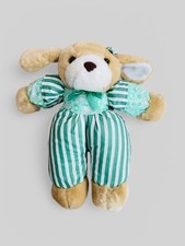 VTG Hugfun Plush Dog Green Stripe Flowers Bow Floppy Ears St Patrick s Day 12