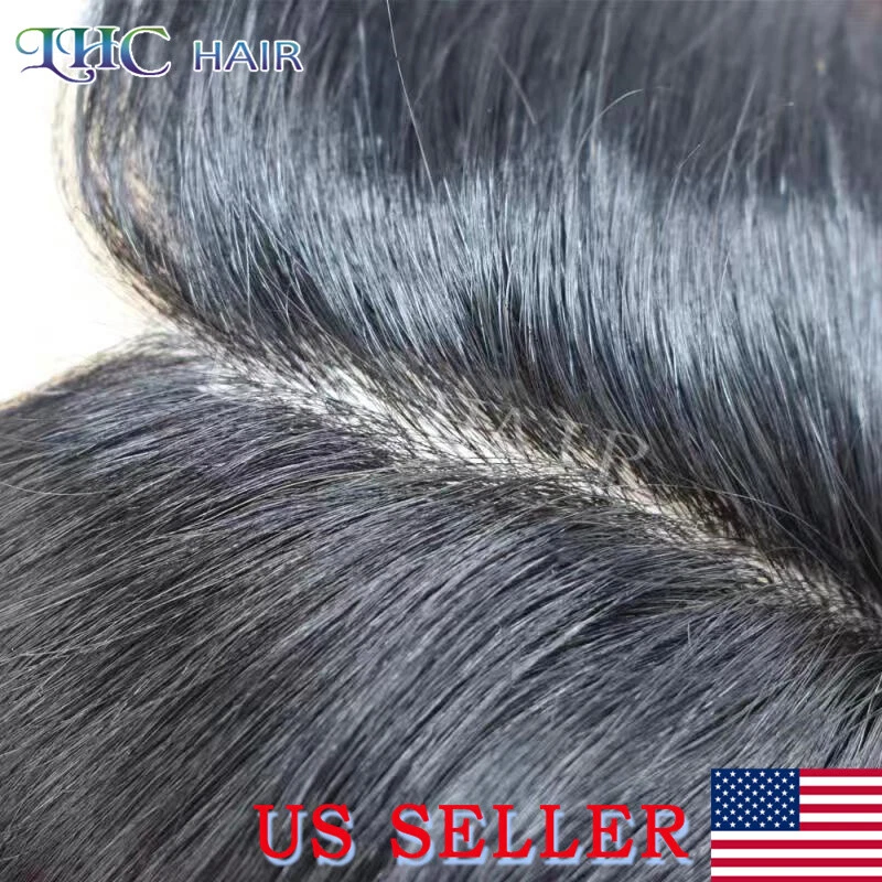 Mens Toupee Hairpiece All Poly Human Hair Replacement System Skin PU Wig For Men - Image 2 of 4