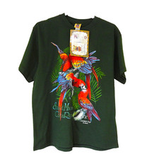 Tucan Tico Costa Rica Men's T-Shirt Scarlet Macaw Green Size L New