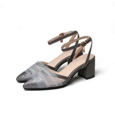 Women Breathable Low Block Heel Pointy 