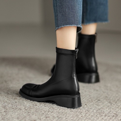 Botas Tacón Bajo Botín Bajo Negro Piel Sintético 39796 | eBay