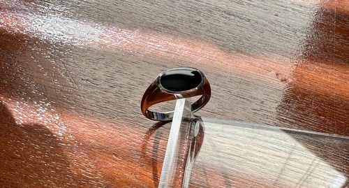 Sterling Silver 925 Black Onyx Inlay Signet Ring Sz 6.75 - Picture 4 of 7
