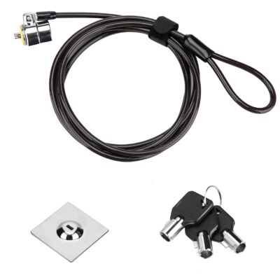 Laptop Cable Lock Hardware Security Cable Lock Anti Theft 3 Keys 6.7Ft w/Adhe...