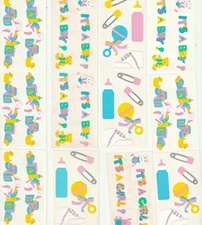 Vintage Mrs Grossman Baby Stickers Blocks Toys It's a Boy Girl- YOU PICK